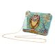 Owl Beaded Blue Cotton Luxury Sling Bag For Women 